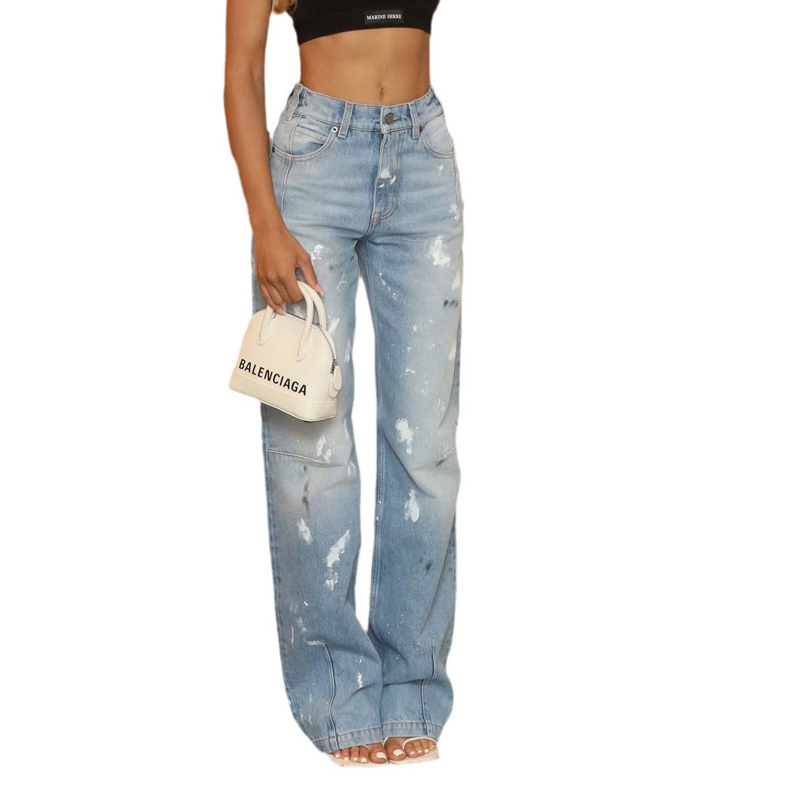 Spicy Girl Denim Pants - Women's Mid-Waist Straight Leg Slim Casual Denim Long Pants