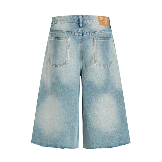 Premium Japanese Loose Straight Leg Cropped Denim Pants