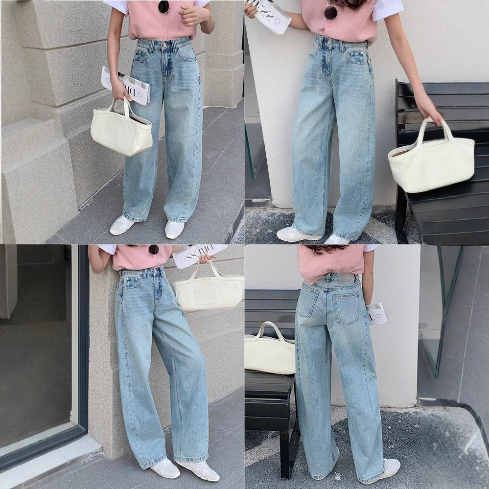 Light Blue Flare Jeans for Women - High Waist Slim Fit Trousers