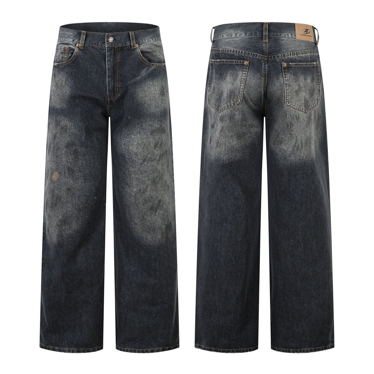 Premium Washed Black Straight Leg Jeans