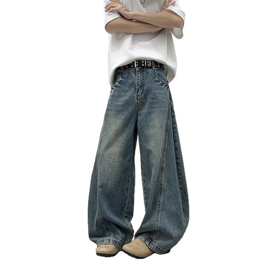 Vintage Denim Loose Fit Slimming Casual Wide Leg Pants