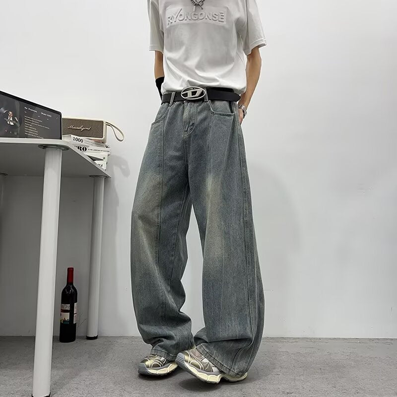 Men's Loose Summer High Street Straight Leg Floor Length Pants