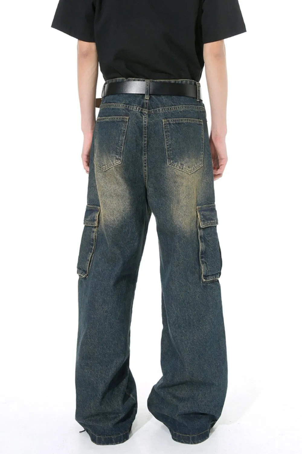 Mid Rise Jeans with Cargo Pockets - Premium Japanese Denim