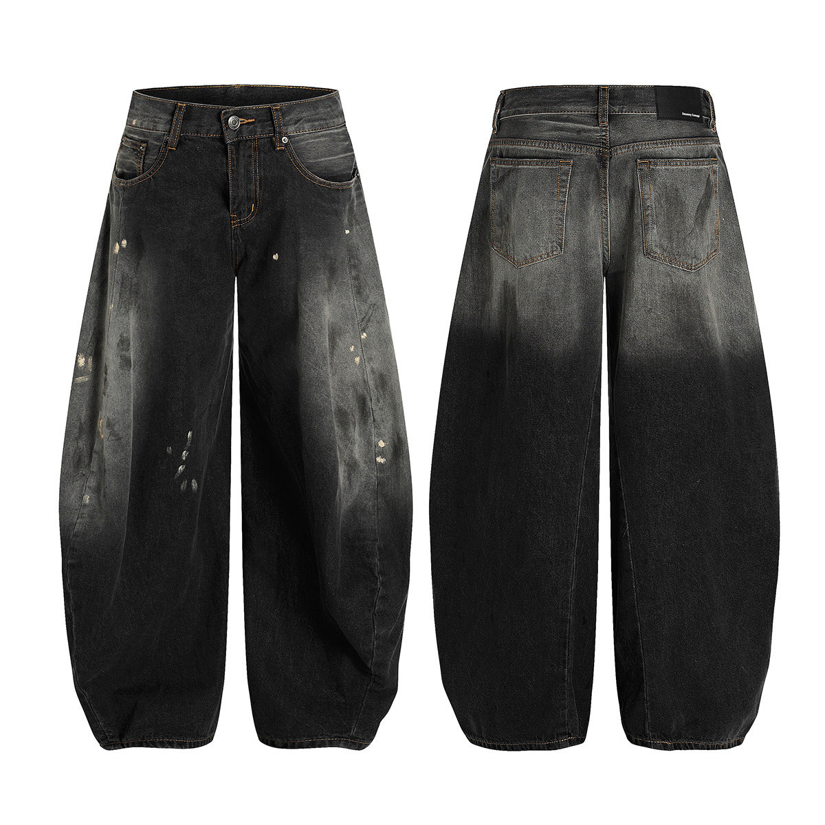 Wash and Stain Denim Loose Wide Leg Pants