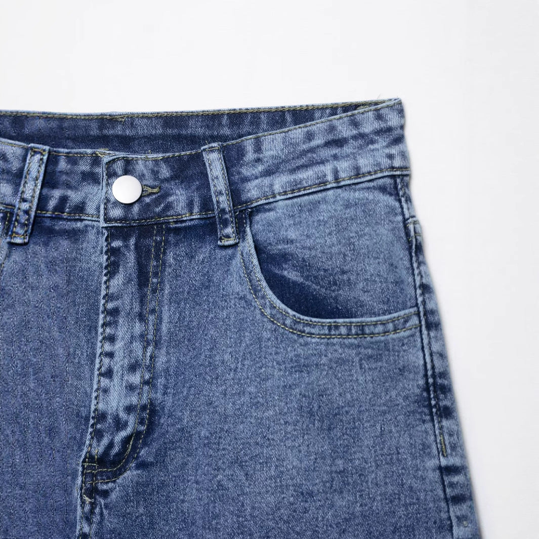 European and American Style Casual Straight Leg Denim Pants for Women