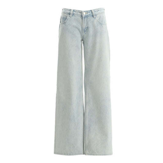 Women's Light Color Washed Low Waist Straight Leg Jeans