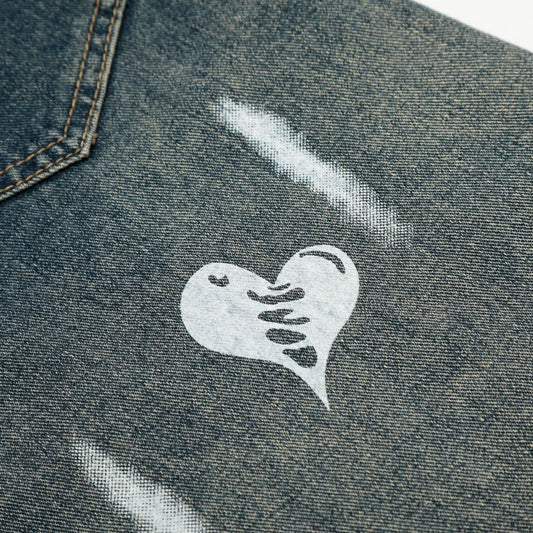 Street Style Unique Pattern Design Denim Long Pants for Men