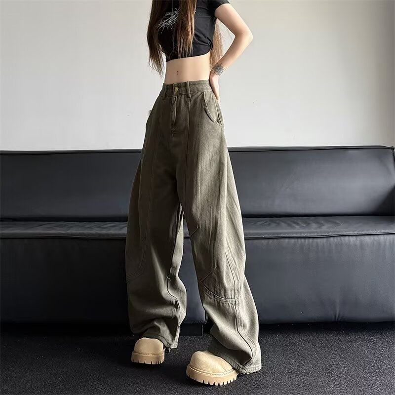 Retro Silhouette Design Curved Knife Jeans