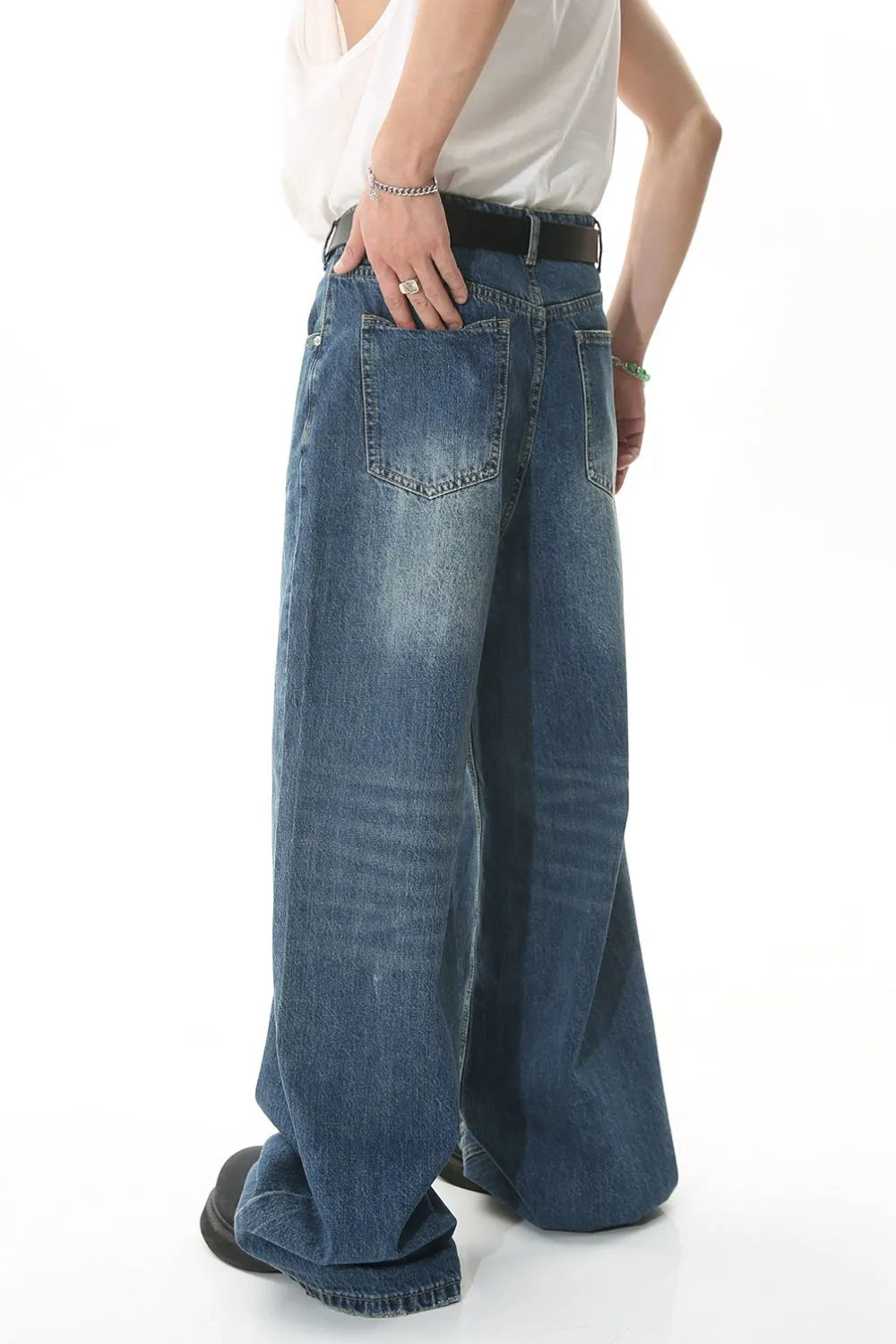 Premium Wide Leg Jeans with Pockets - Japanese Denim