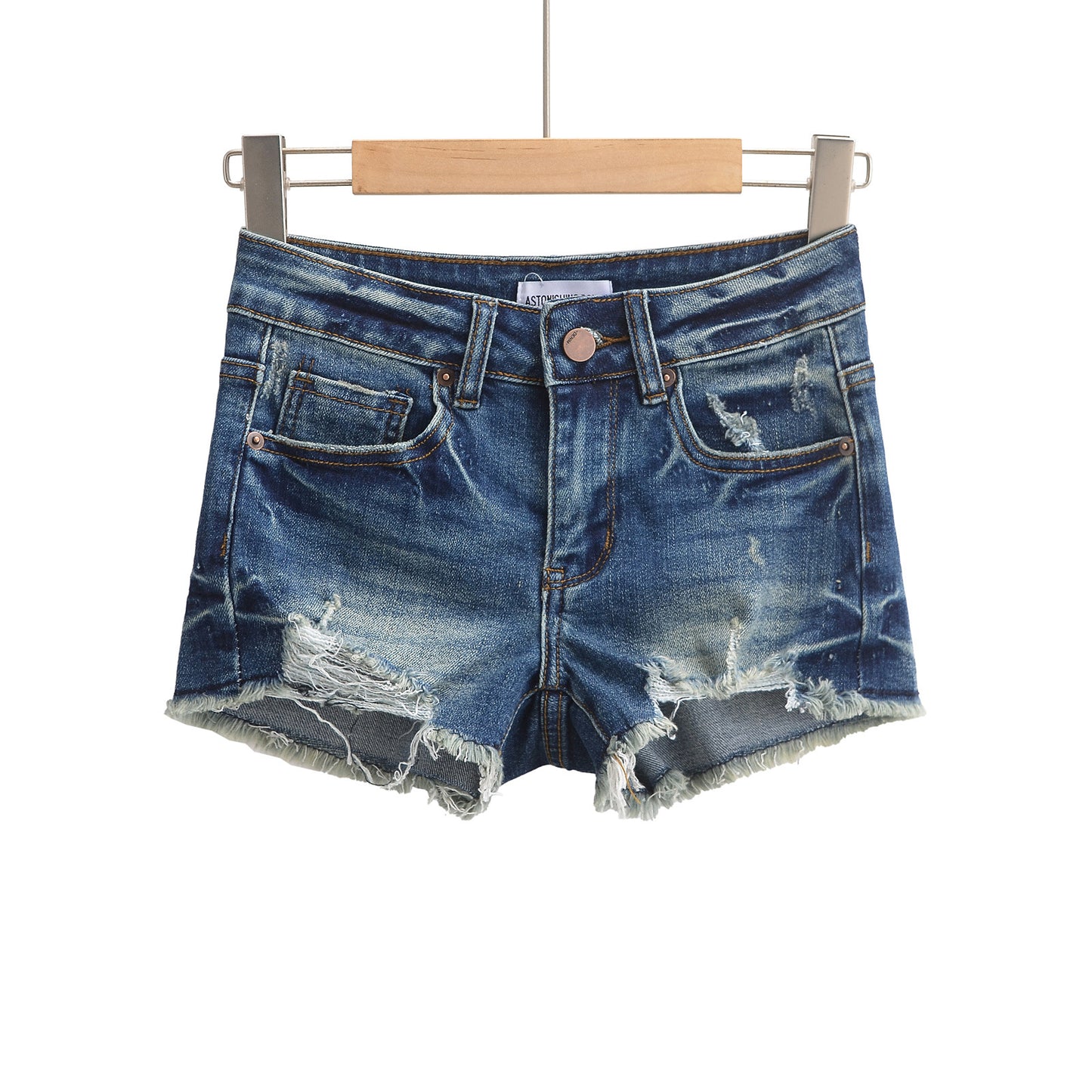 High-Waisted Distressed Denim Shorts - Premium Japanese Craftsmanship