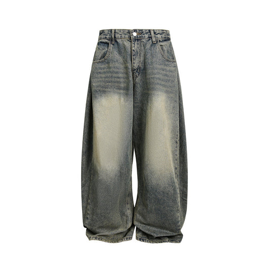 Washed Distressed Unisex Wide Leg Jeans - Premium Denim